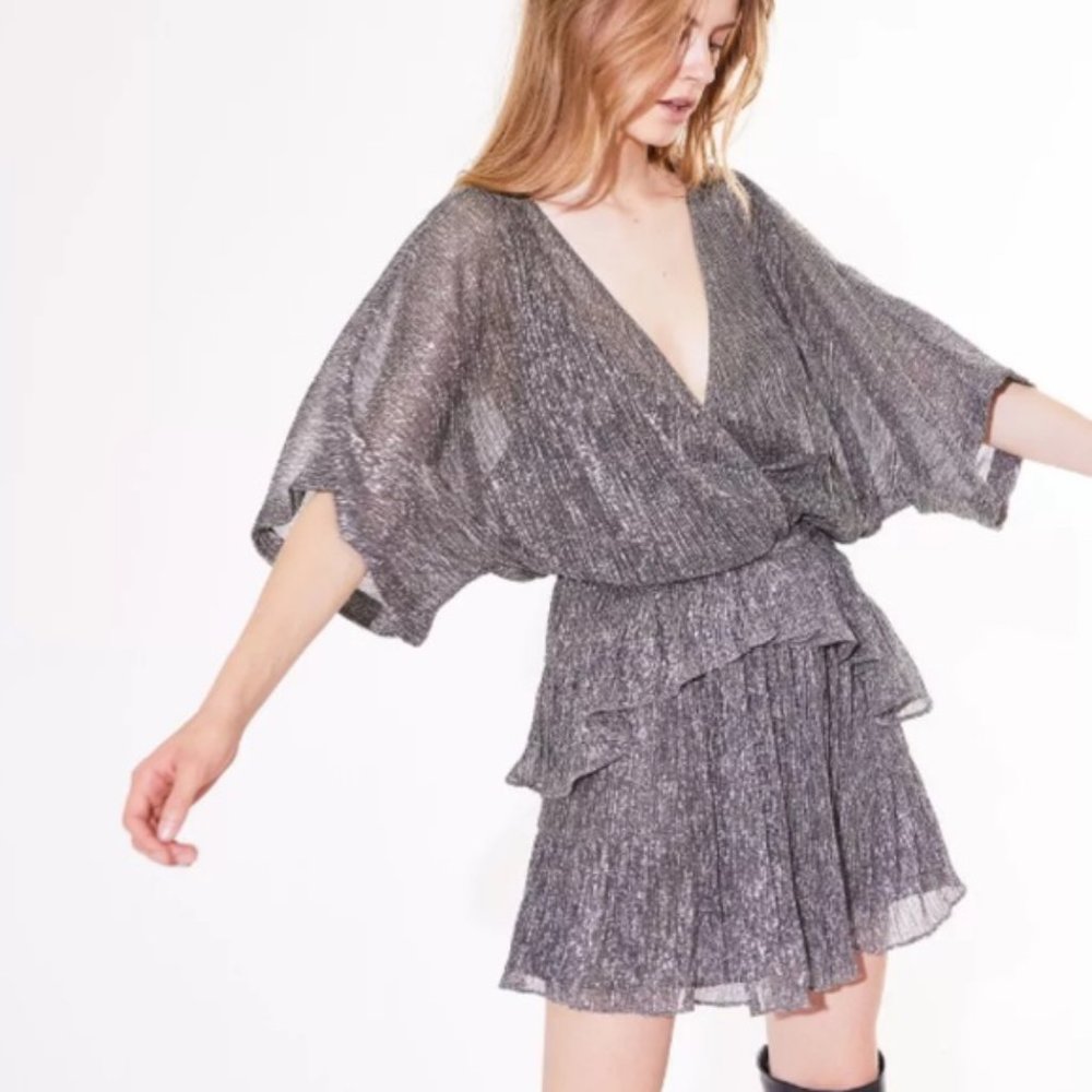 IRO PARIS silver mini dress! Size 34